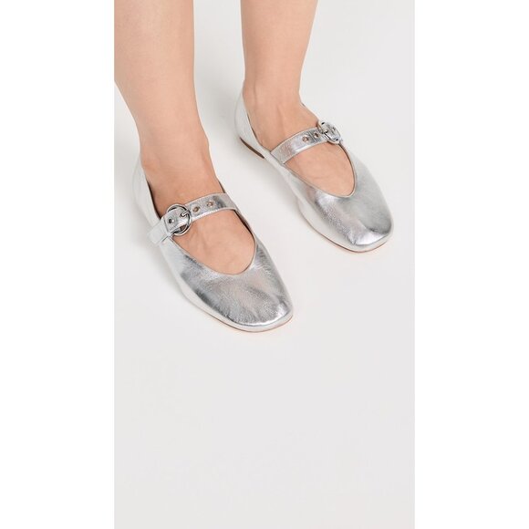 REFORMATION Bethany Ballet Flat in Silver Size US 9 - Picture 10 of 11